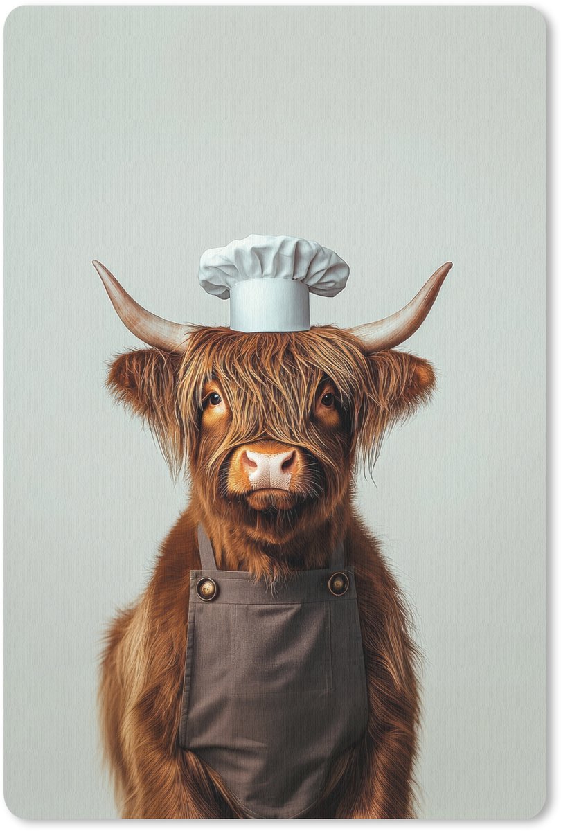 Muismat 18x27 cm - Mousepad Schotse Hooglander - Bruin - Hoorns - Kokskleding - Muismatten