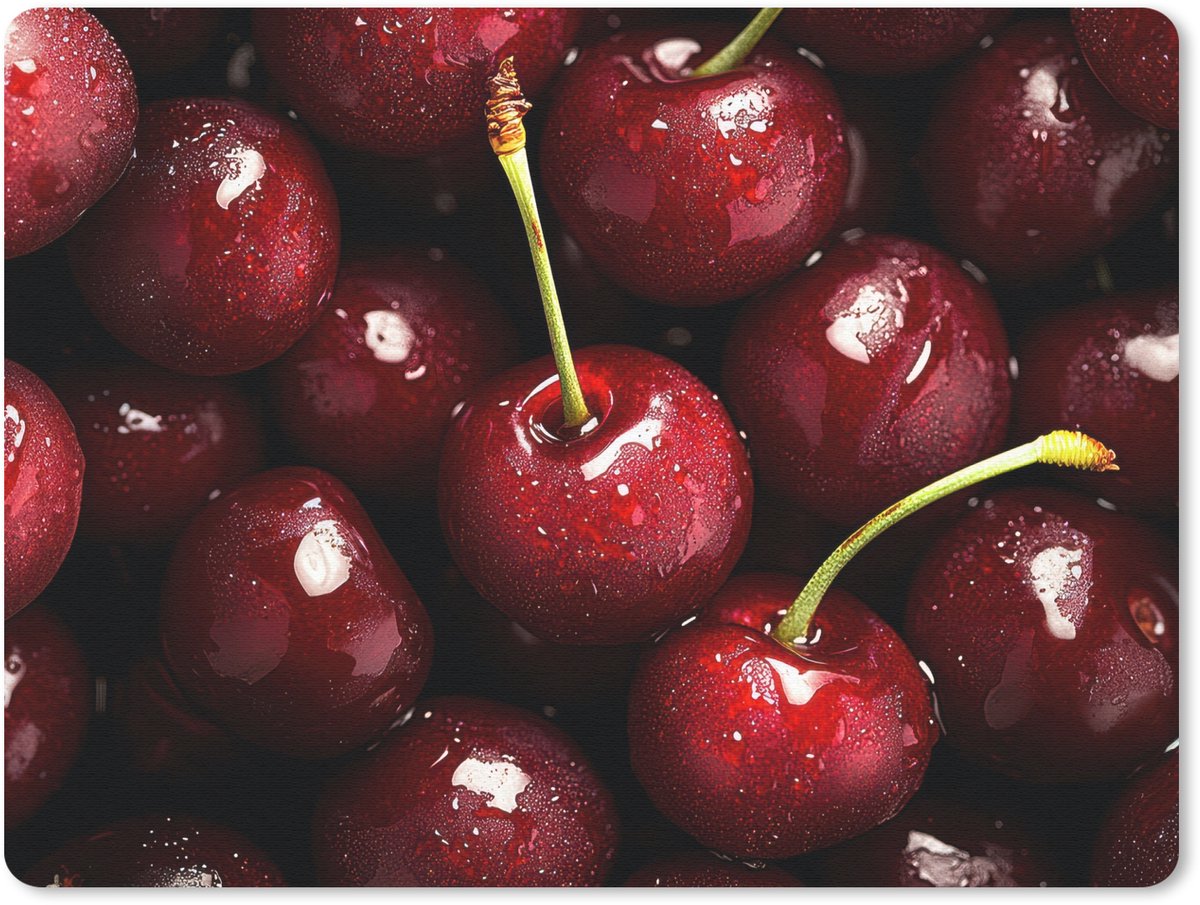 Muismat 23x19 cm - Mousepad Rood - Fruit - Kersen - Muismatten
