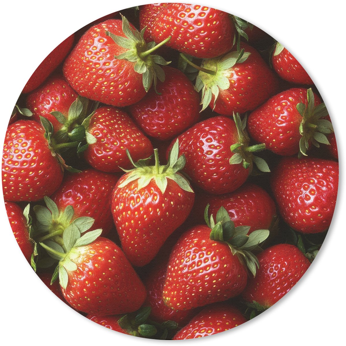 Muismat rond 20x20 cm - Mousepad Aardbei - Fruit - Rood - Ronde muismatten