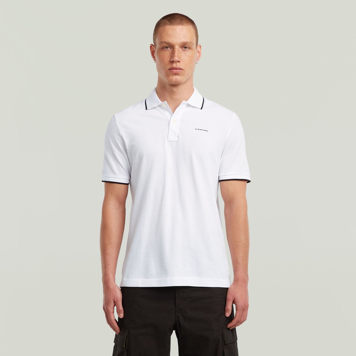 G-Star Chest Logo striped polo ss Heren Polo’s Wit