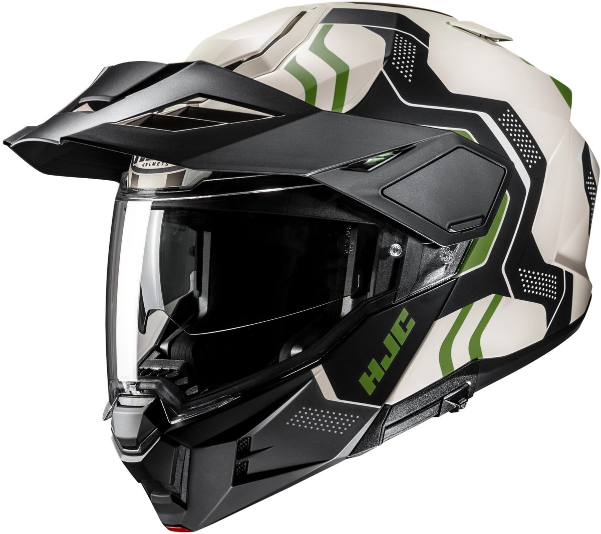 HJC i80 Velly Zwart Wit Groen Adventure Motorhelm - Helm