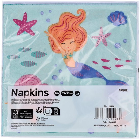Serviettes - Magic des sirènes - 33 x 33 cm - 20 pièces