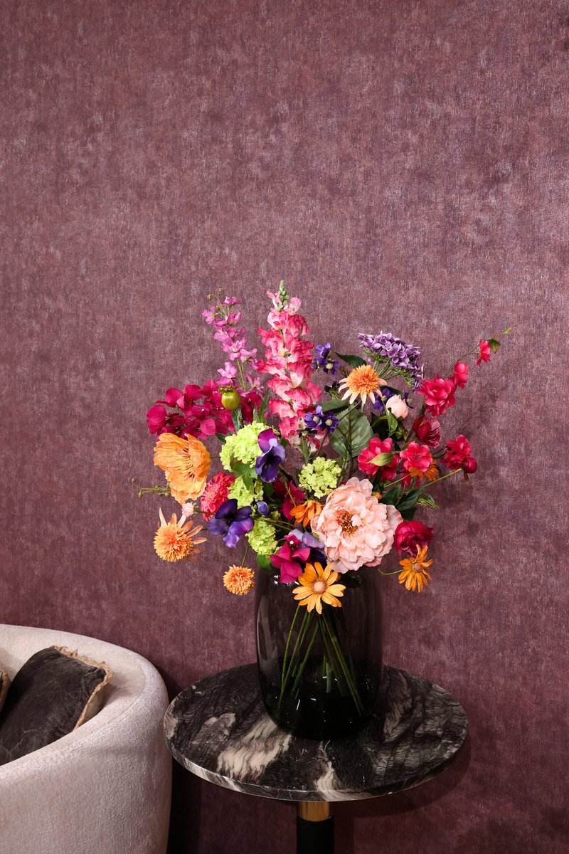 Sunset Elegant - zijden boeket - 13 stelen - ca 80 cm hoog - excl. vaas - duurzaam - hoge kwaliteit - realistische uitstraling