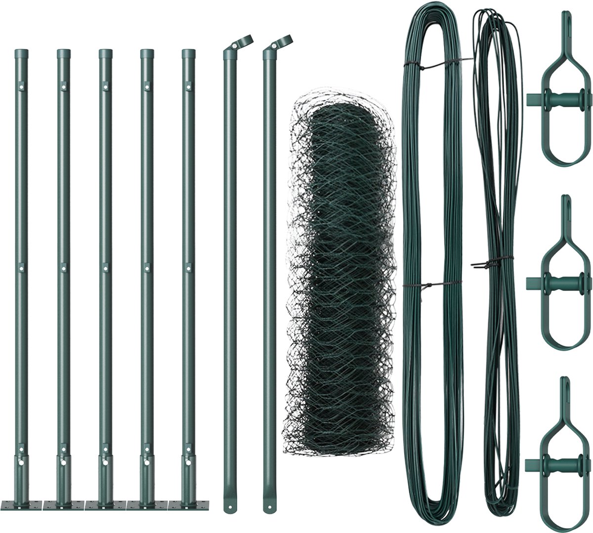 vidaXL - Hexagonale - omheining - met - betonnen - basis - 10 - x - 0,4 - m - Groen - Mesh