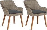 vidaXL - Ligbedden - met - kussens, - 2 - stuks - zwart - poly - riet