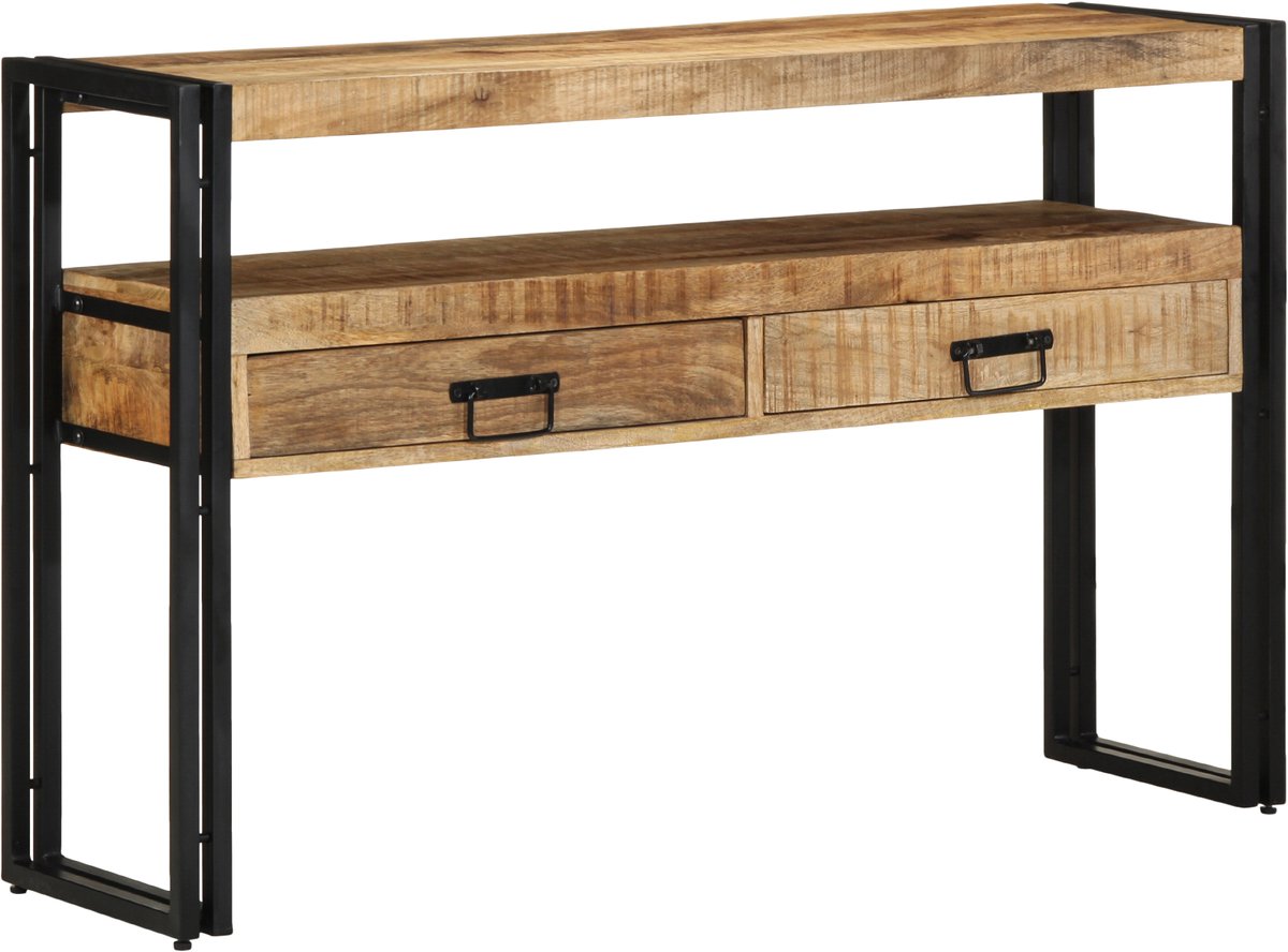 vidaXL Wandtafel - met - lade - Bruin - 120 - x - 33 - x - 75 - cm - Massief - Mango - Hout