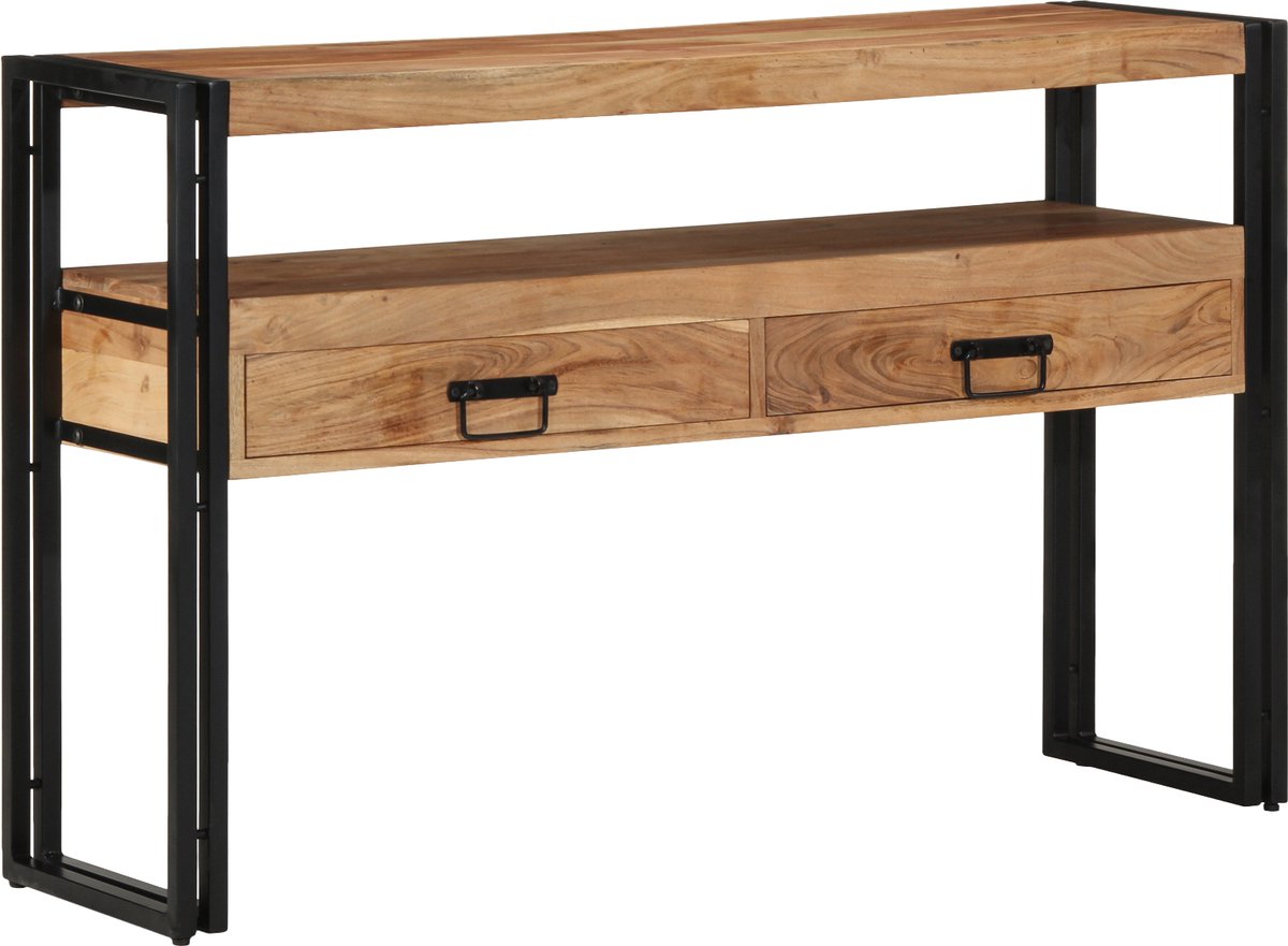 vidaXL Wandtafel - met - lade - Bruin - 120 - x - 33 - x - 75 - cm - Massief - Acacia - Hout