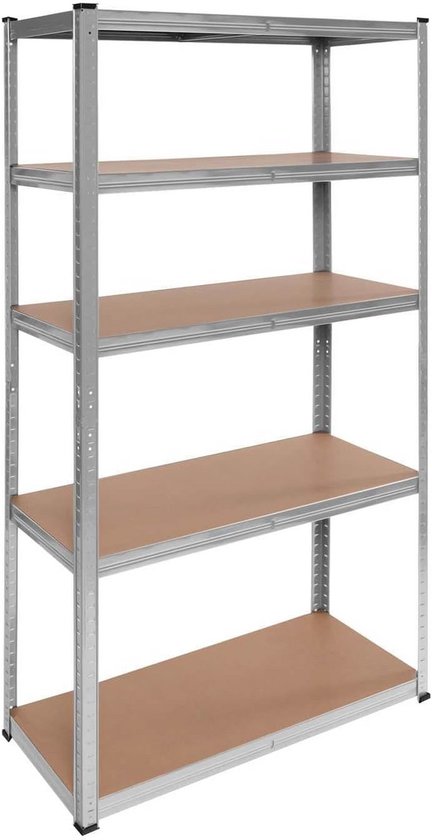 Een Rek Zilveren metalen rek - Deelbaar in 2, zonder schroeven, 5 planken ...