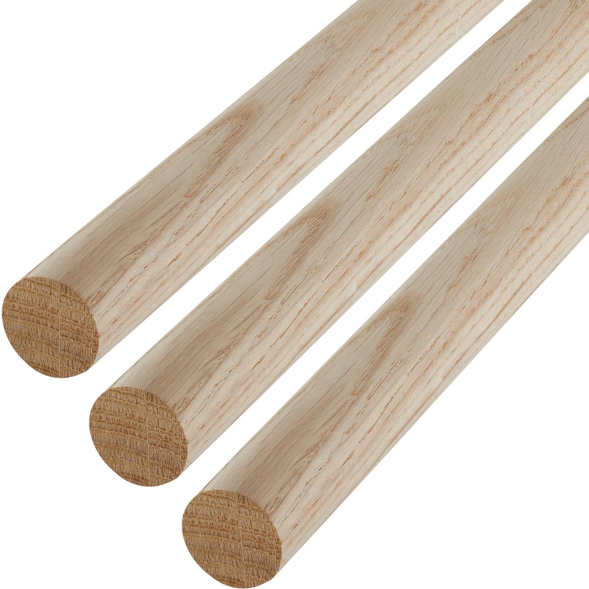 3 stuks SOTECH eiken ronde stokken glad Ø30 x 500 mm ronde houten stokken voor knutselwerk of als kapstok