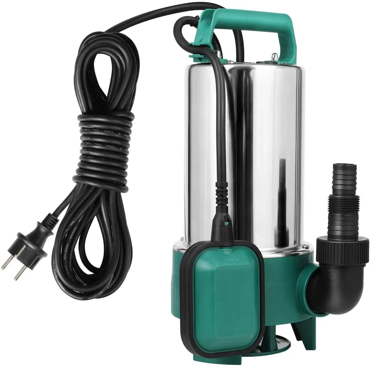 Dompelpomp - Waterpomp Elektrisch - Waterpompen - 1100W - 16500 L/h Capaciteit - Vuilwaterpomp - RVS Waterpomp met Vlotterschakelaar - Zwart