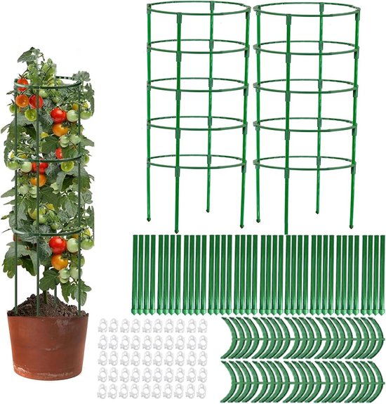 bellissa 5 stuks tomatentoren - tomatenzuil - klimhulp voor tomaten en komkommers - steun voor het planten van groenten - 9 cm, hoogte 160 cm