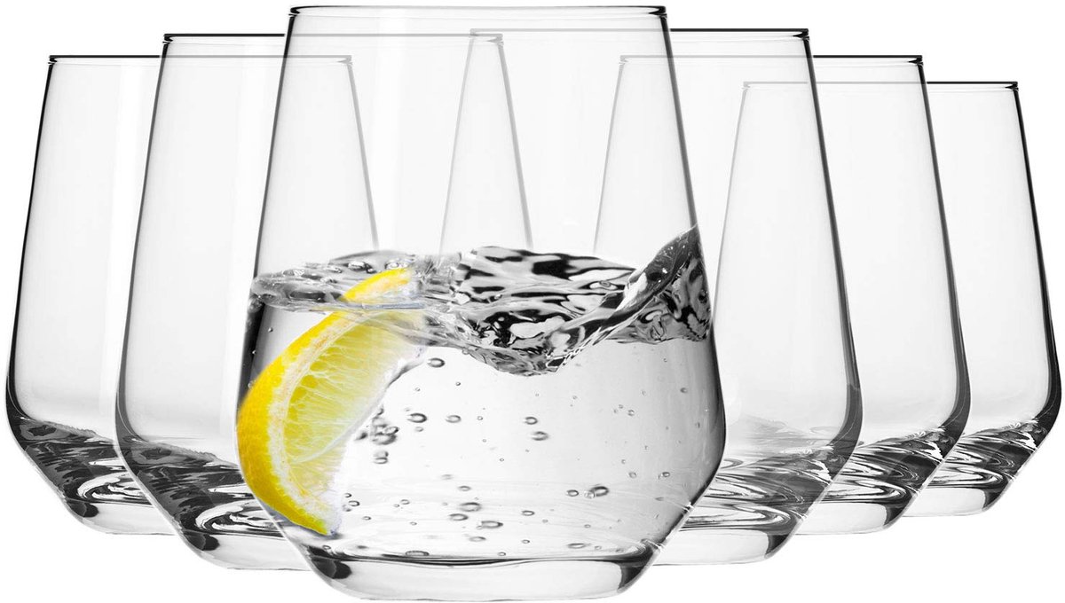 KROSNO | Water Sap Tumbler Drinkglazen | Set van 6 - 400 ml | Loodvrij Kristalglas | Splendour Collectie | Perfect voor Thuis, Restaurants en Feesten | Vaatwasser Veilig