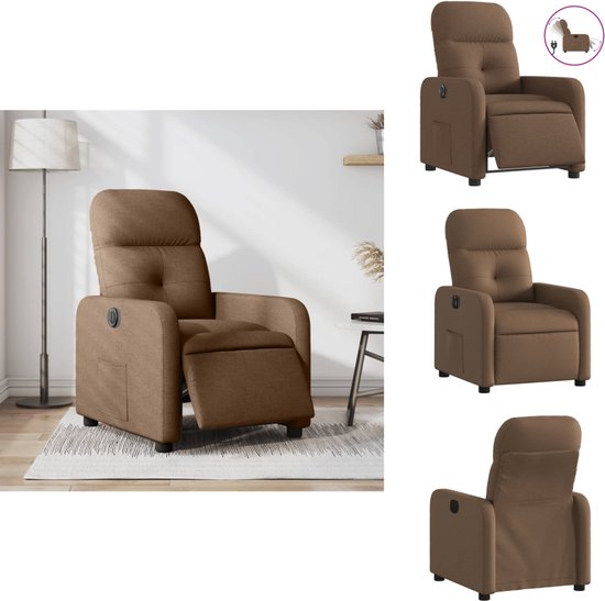 Fauteuil verstelbaar elektrisch stof bruin