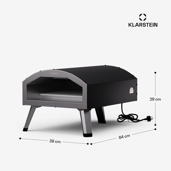 Klarstein LaFiamma Pizzaoven Elektrisch 450 graden - 2000 W, Dubbele verwarmingselementen, Inclusief pizzasteen, Roestvrij staal, Snelle opwarmtijd, Buitenopstelling, Tot 450 °C, Compact — afbeelding 5