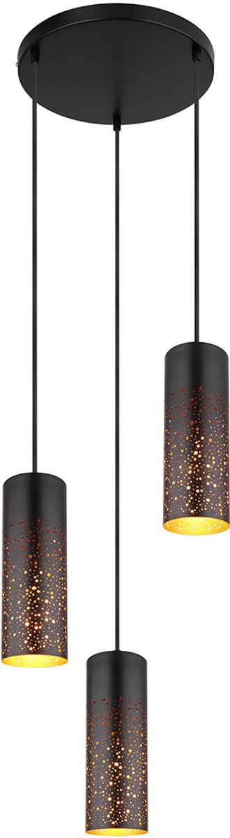 Globo - hanglamp - Crocky - zwart - metaal - Ø 34cm - E27 - 21005-3H