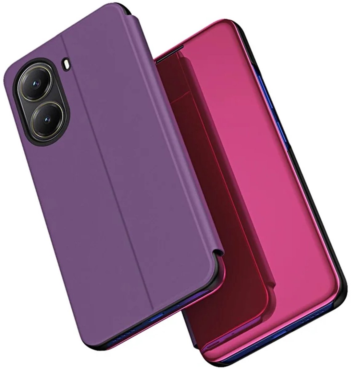 Hoesje geschikt voor Xiaomi Poco X7 Pro - Phonesta Smart View Mirror Book Case - Paars