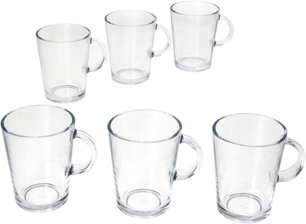 Set van 6 COREDO heldere drinkglazen met handvat - 677348
