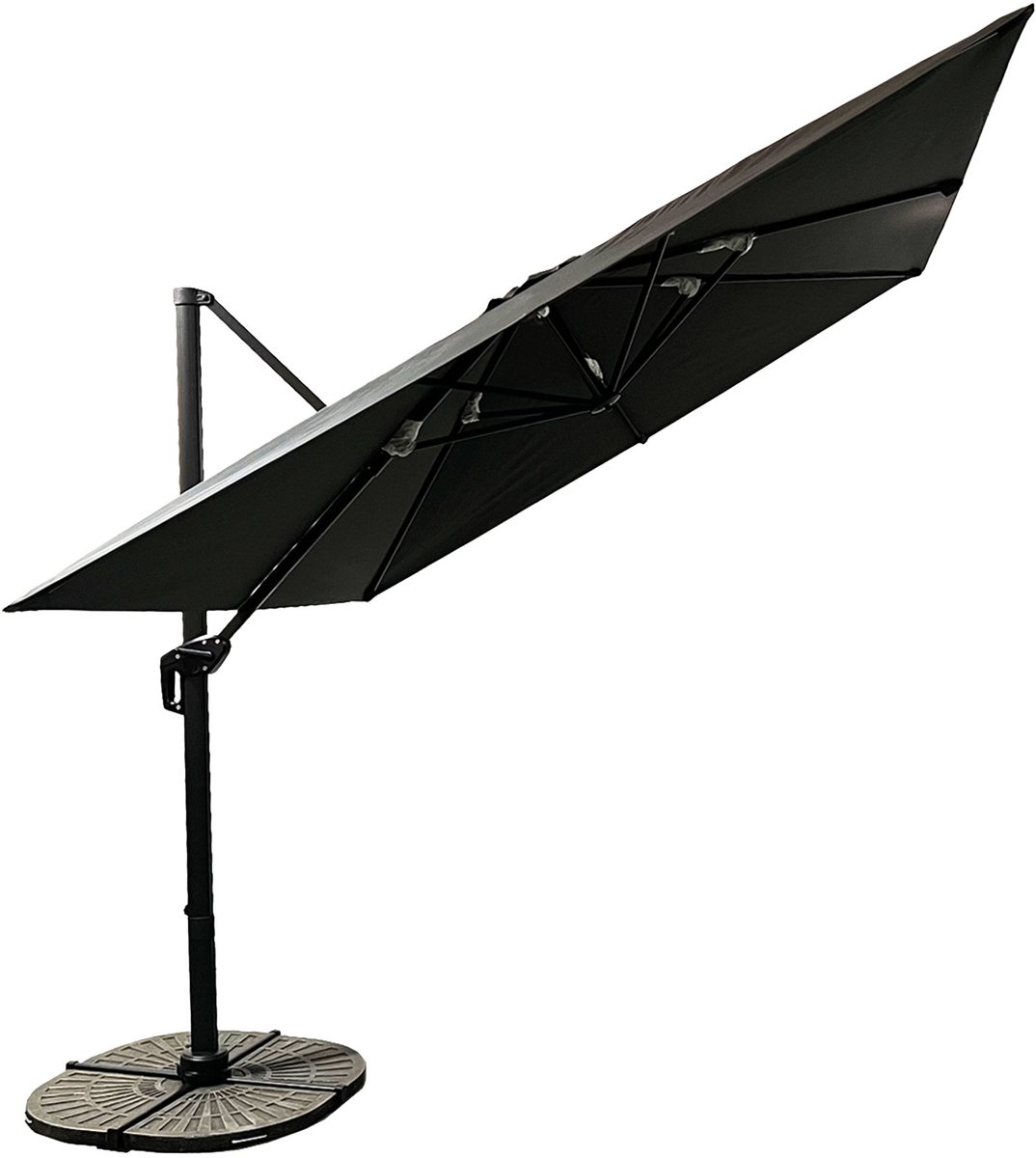 Buitenkado Ultimate Zweefparasol – 3x3m - Aluminium - Grijs