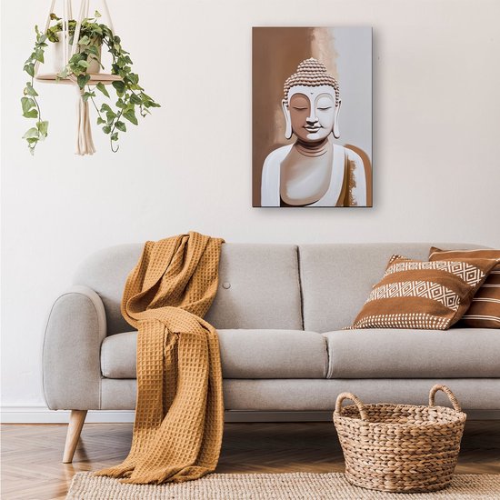 Bouddha abstrait serein - Peinture sur toile Bouddha - Peinture sur toile religion - Minimalisme - Décoration murale industrielle - Peintures - toile 50x70 cm
