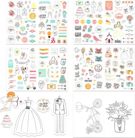 A4 Stickervel bruiloft gastenboek - Thema Trouwen | Stickers voor je