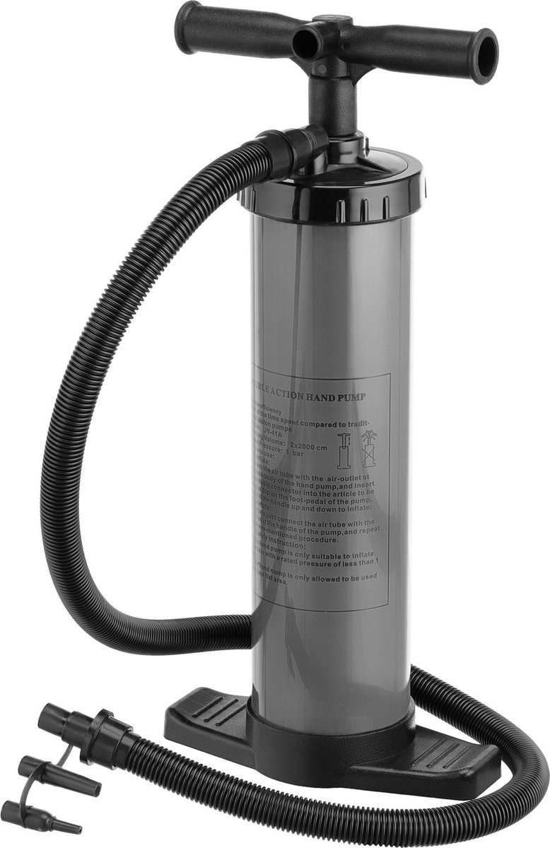 Outtec® Handpomp 2x1400 ml - Dubbelslagpomp - Handmatige Luchtpomp voor SUP, Luchtbedden, Opblaasbare Boten en Zwembaden - Compact en Draagbaar