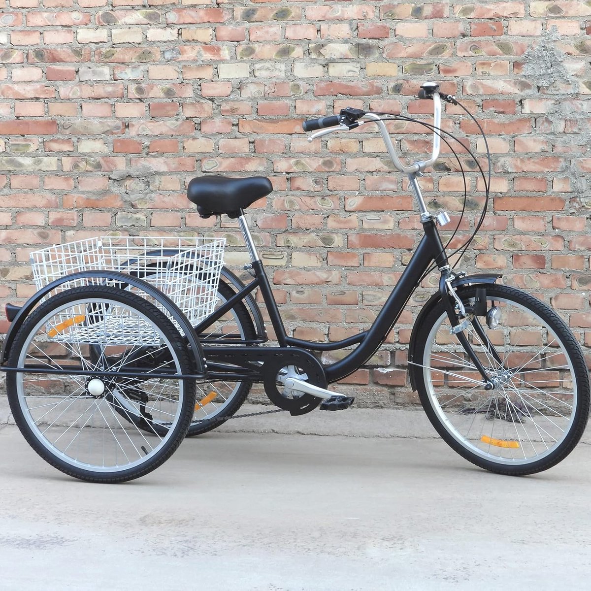 24 inch driewieler voor volwassenen met 6 versnellingen - Comfortabele stadsfiets met mand en verlichting voor outdoor activiteiten