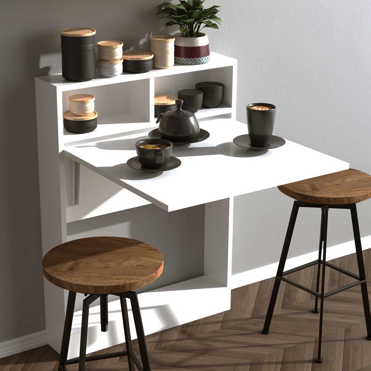 Skye Decor Opklapbare Eettafel - Stijlvol Wit - Ruimtebesparend 70x96x15cm - Duurzaam Melamine