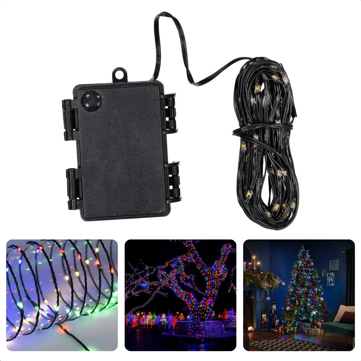Cheqo® Soft Wire LED Verlichting - 180 LED - 13.5m - Multicolor - Binnen & Buiten - 8 Lichtfuncties - 7,5cm Afstand - Groen Snoer - 3.6W - IP44 Adapter - Kerstboomverlichting - Kerstlampjes - Sfeerverlichting - Veelkleurig