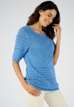 Damart - Pull élégant en maille, pur coton - Femme - Blauw - XL