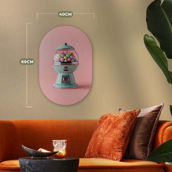Décoration murale ovale 40x60 cm - Décoration murale ovale Chewing-gum - Rétro - Snoep - Rose - Tableau ovale - Décoration murale salon - Décoration chambre - Peintures - Cercle mural