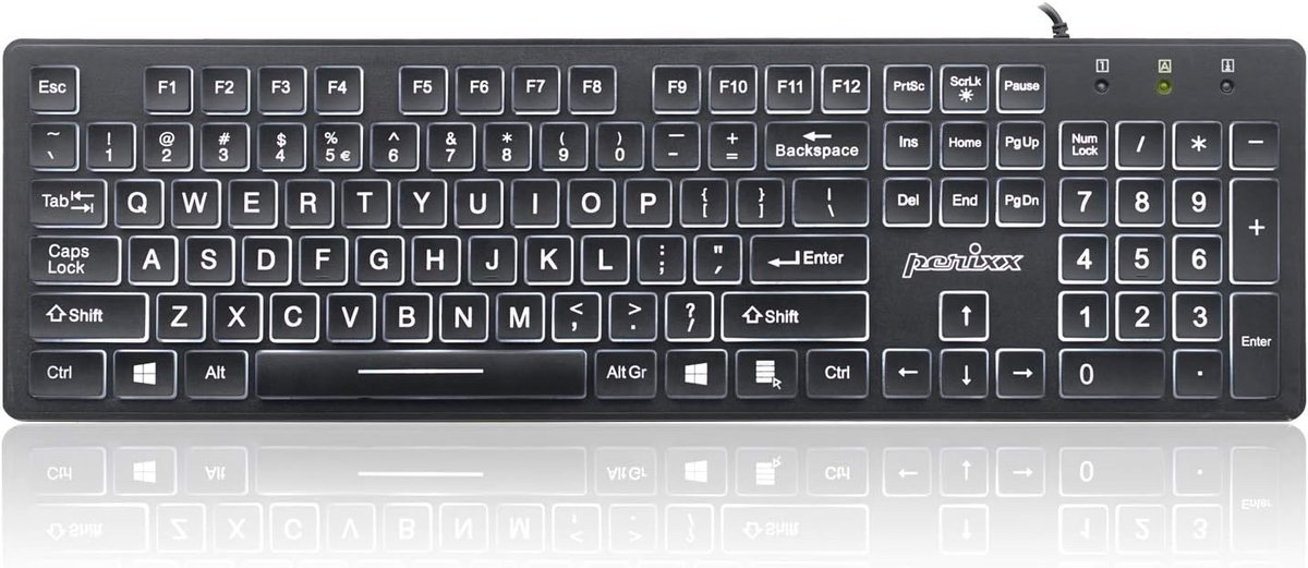 Verlicht USB-toetsenbord met Grote Letters en Chiclet Ontwerp - Ideaal voor Kantoor en Studio