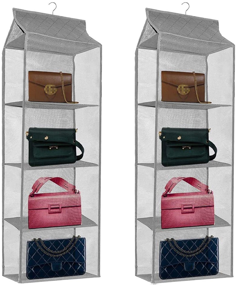 Ibenzoa® Opvouwbare Kastorganizer Set van 2 voor Handtassen en Accessoires met Metalen Haken