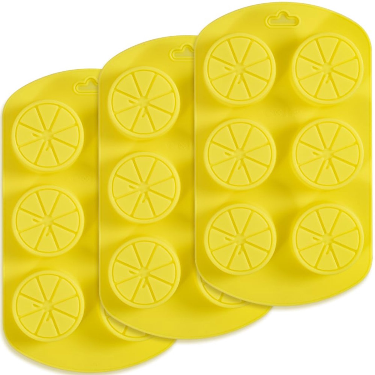 Ibenzoa® Silikon Bakvormen Set voor Creatieve Dessertcreaties - 4 Stuks, 6 Holtes, Citroen Vorm, Antiaanbaklaag, Voedselveilig