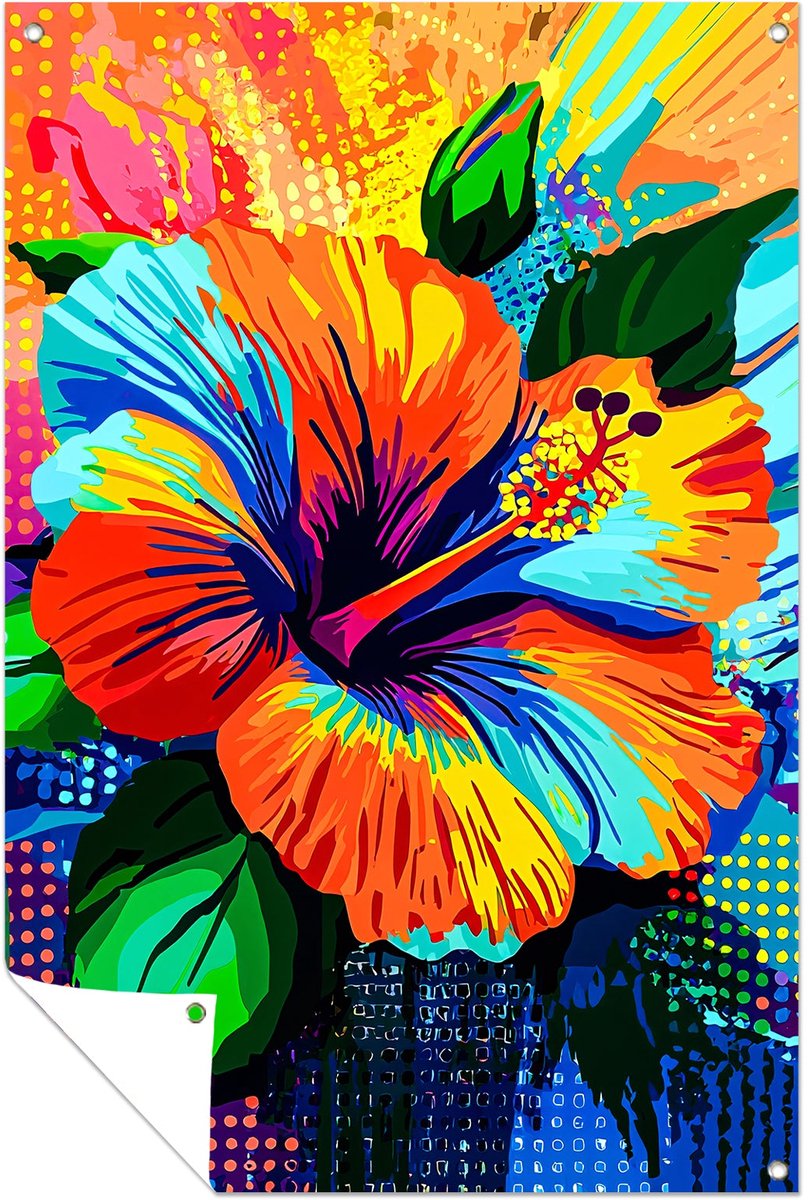 Kleurrijke bloem in abstract design - Bloem tuinposter - Tuinwanddecoratie natuur - Pop Ar