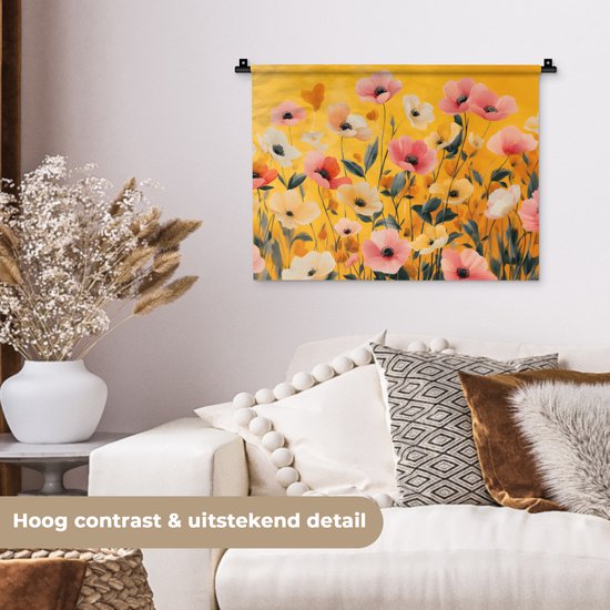 Tapisserie murale 60x45 cm - Fleurs - Champ - Jaune - Tapisserie - Tapisseries