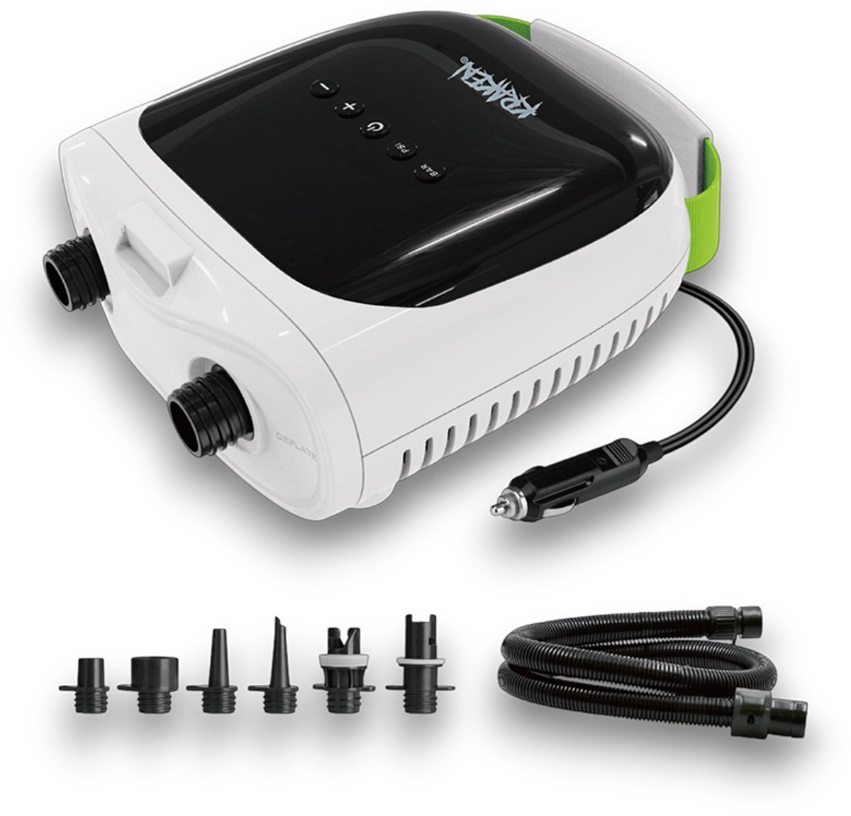 KRAKEN Elektrische SUP Pomp 20 PSI | Voor Auto Sigarettenaansteker, Powerbank, of Adapter 12 Volt | Electric Boat Pump | Luchtpomp | Pomp Je Supboard Moeiteloos Op! | Draagbare SUP-board Pomp onderweg met de Auto of Met 12V Externe Batterij
