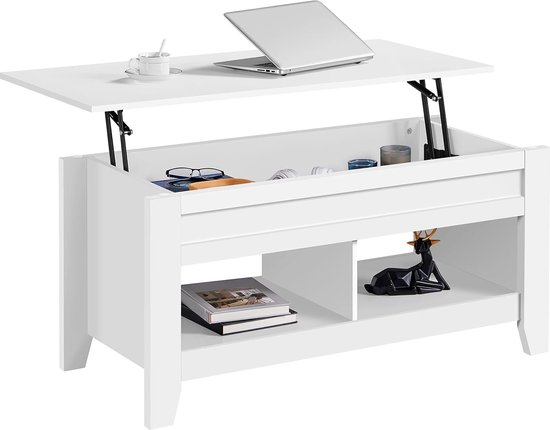 PORTO Zwart Glans - MODERNE KOFFIETAFEL MET LAMELLEN 2IN1, OP WIELEN/POTEN