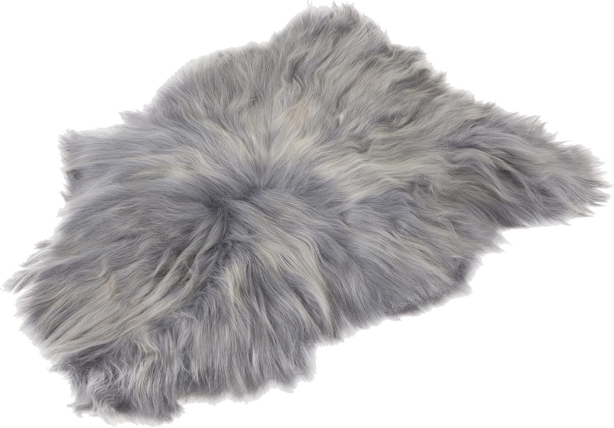 Lamsvacht Decoratie Deken - Echte Schapenvacht Bontdeken Grijs 110-115 cm
