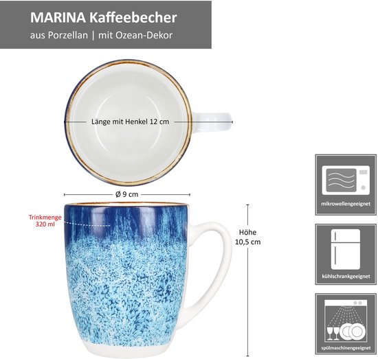 MamboCat Müslischale 6x Viola Müsli-Schale 14,2cm 480ml Porzellan 6