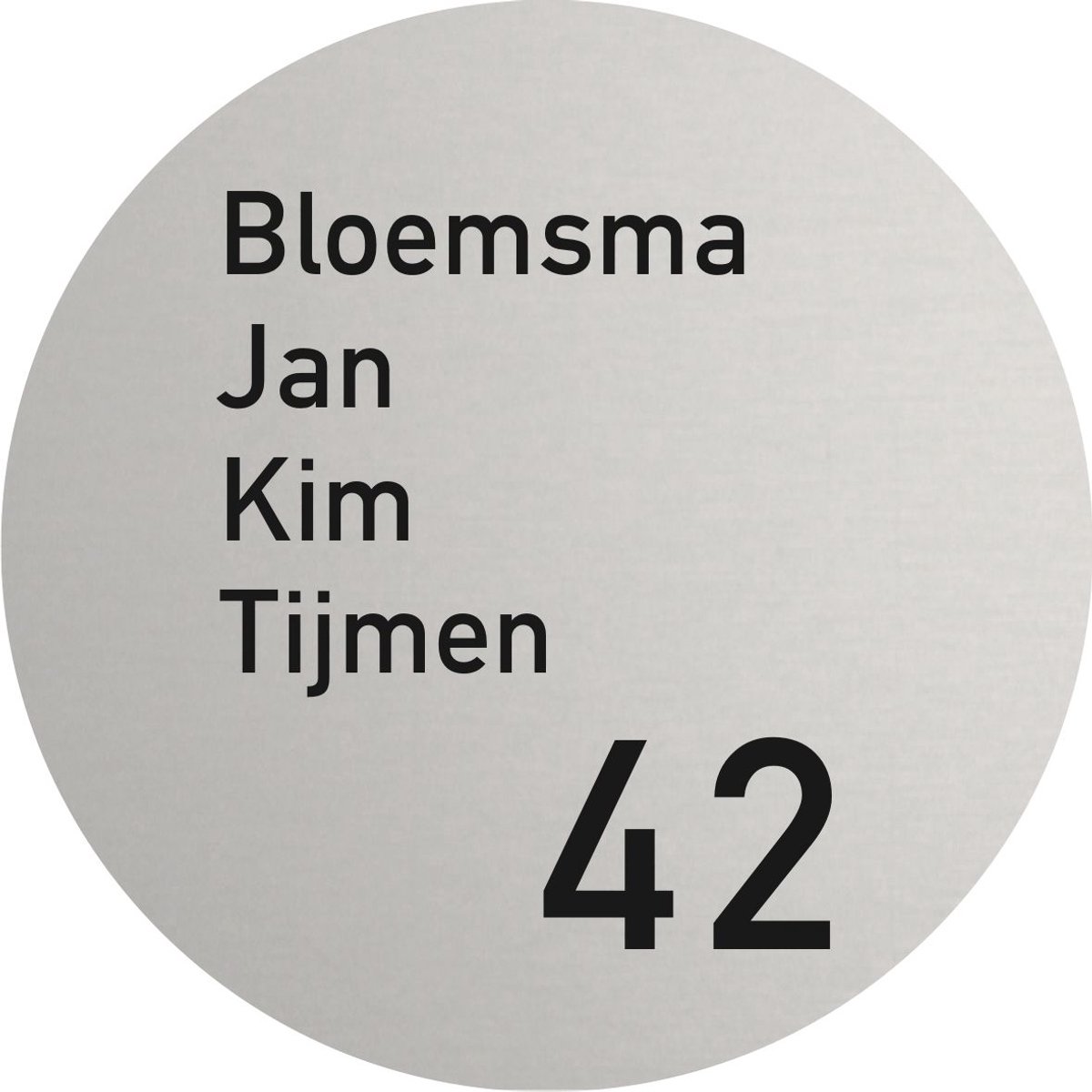 Naambordje voordeur aluminium mat rond 25cm AM18