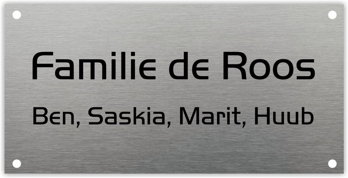 RVS naambordje voordeur 24x12cm RVSL8