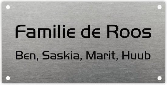 RVS naambordje voordeur 24x12cm RVSL8