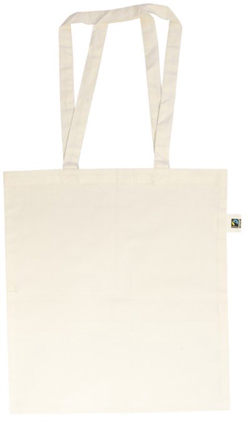 Sac fourre-tout en coton FAIRTRADE 20 pièces avec longues anses, couleur Wit