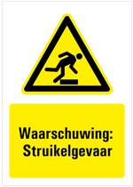 Autocollant avec texte avertissement danger de trébuchement, W007 210 x 297 mm