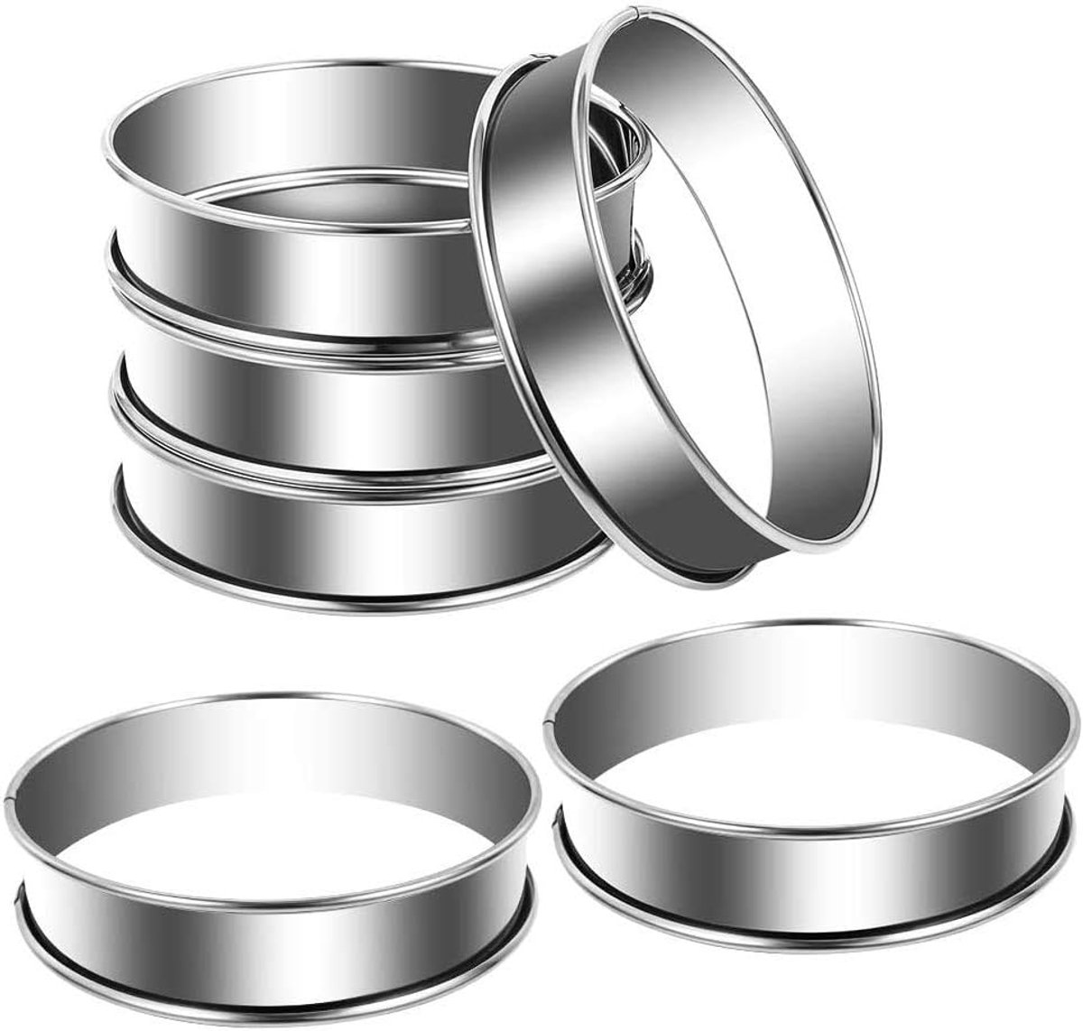 Dubbelgerolde Taartringen Set - Professionele Bakringen - 6 Stuks