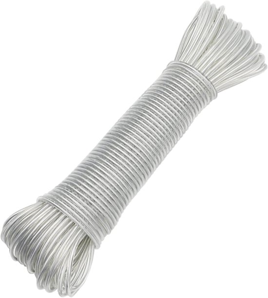 Waslijn Met Stalen Kern, 60 M Touw, Duurzaam, Met 2 Spanners, Voor De Tuin Camping Wasdroger Reservelijn Massief Stalen Kern Extra Sterk Lang Pvc Outdoorkoord Lichtgroen