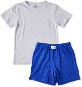 Little Label - Pyjama court garçon - gris X - 134-140 / 10Y - coton bio extra doux