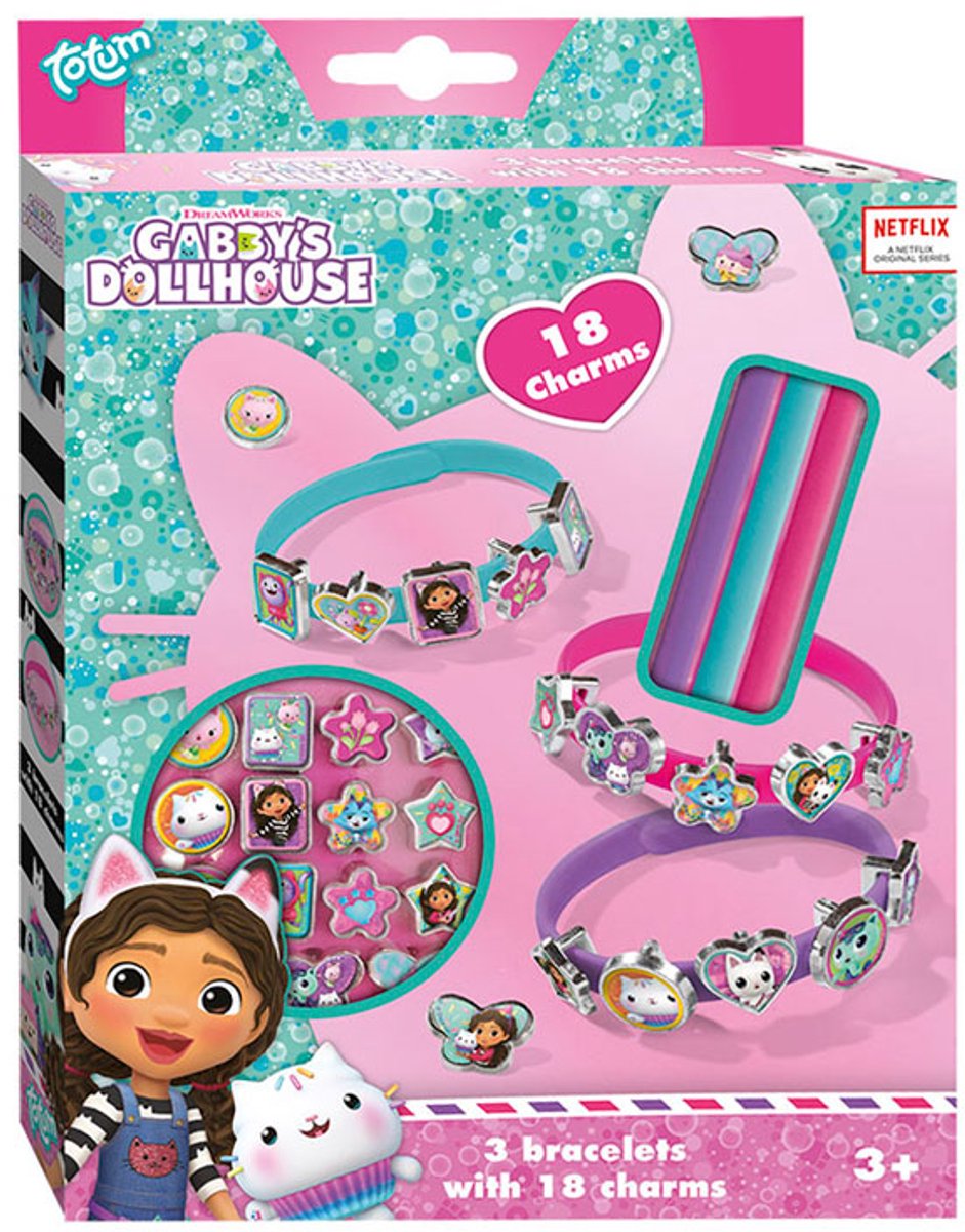 Gabby’s Poppenhuis Totum 3 schuif armbandjes maken 18 schuifbedels | vanaf 3 jaar Gabby’s Dollhouse