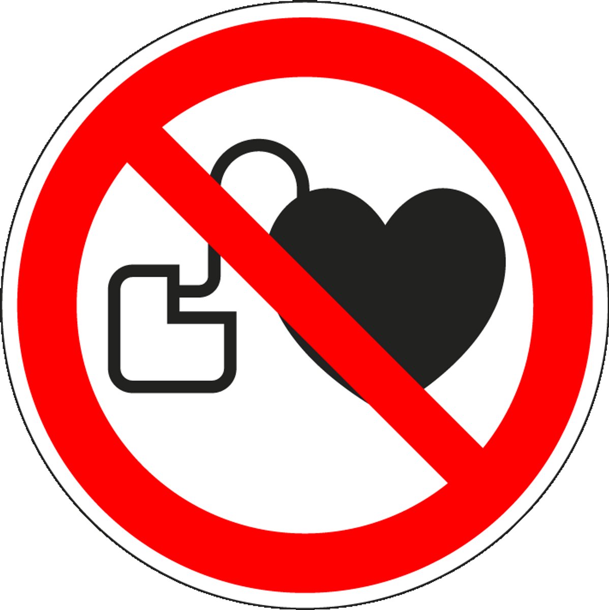 Verboden voor pacemakers bord, kunststof, P007 200 mm