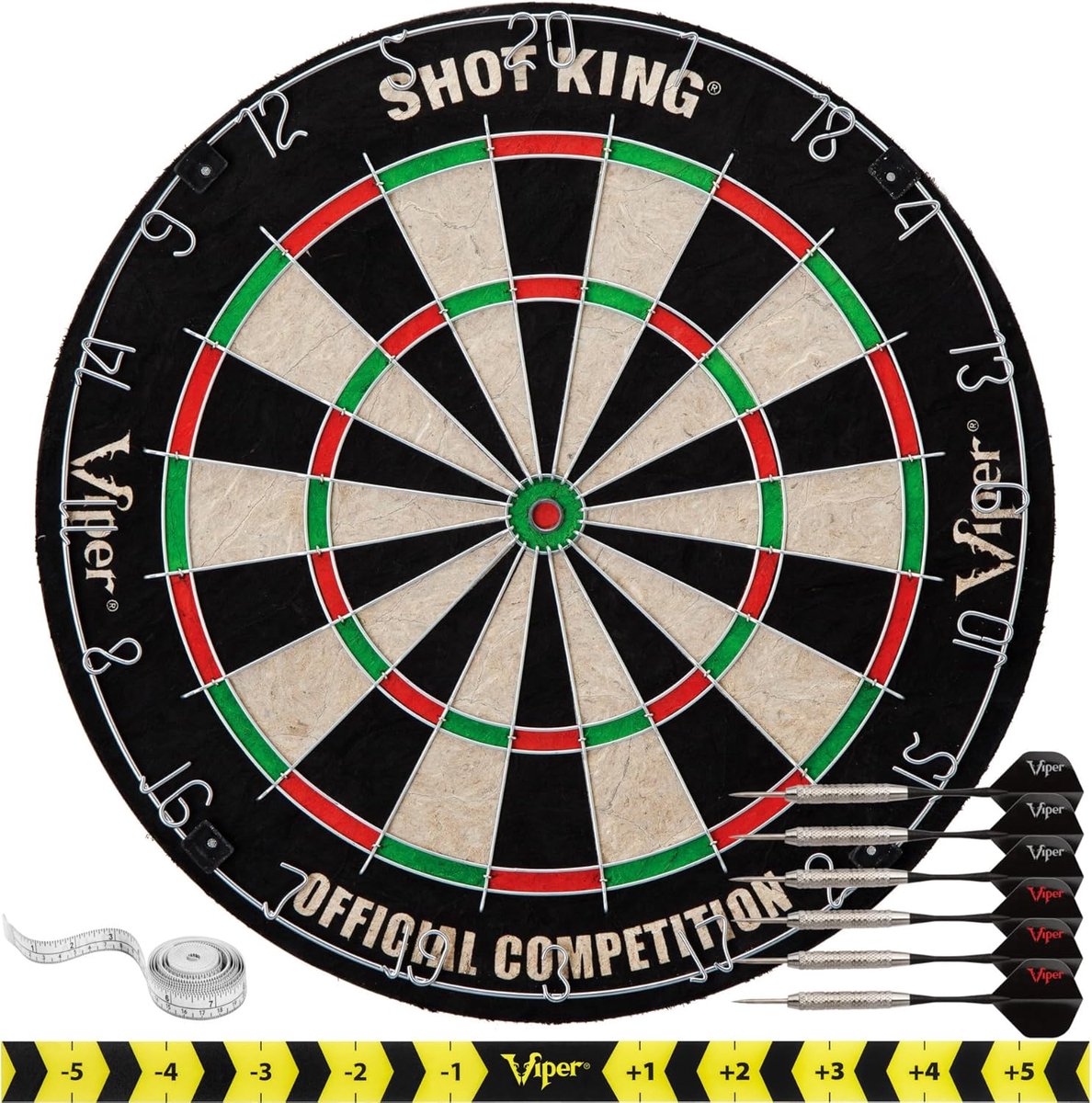 Regulair Varkenshaar Dartbord Set - Inclusief 6 Darts - Zwart - Gecomprimeerd Sisal